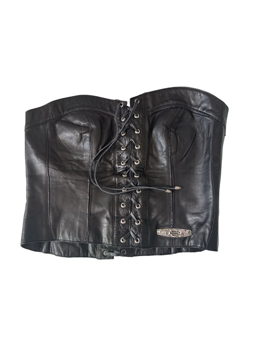 Y2K Harley-Davidson Black Genuine Leather Lace-Up Corset
